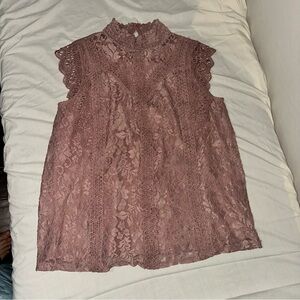 Cable & Gauge Sleeveless Floral Lace Blouse - Mauve Blush Oink